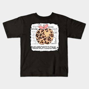 Paraprofessional  Blessed Teach Inspire Love Leopard Kids T-Shirt